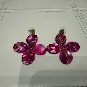 Pink Floral Drop Earrings